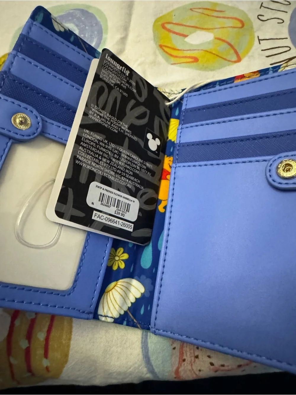 Disney Winnie the Pooh Blue Yellow Umbrella Kids Passport Wallet